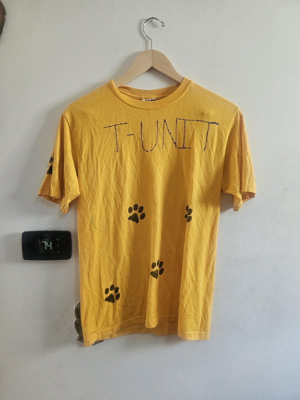 Hanes Yellow Short Sleeve Tee with T-UNIT and Paw Prints
